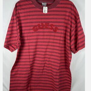 NWT Vtg 90s Guess Red Striped Embroidered T Shirt One Size Georges Marciano USA